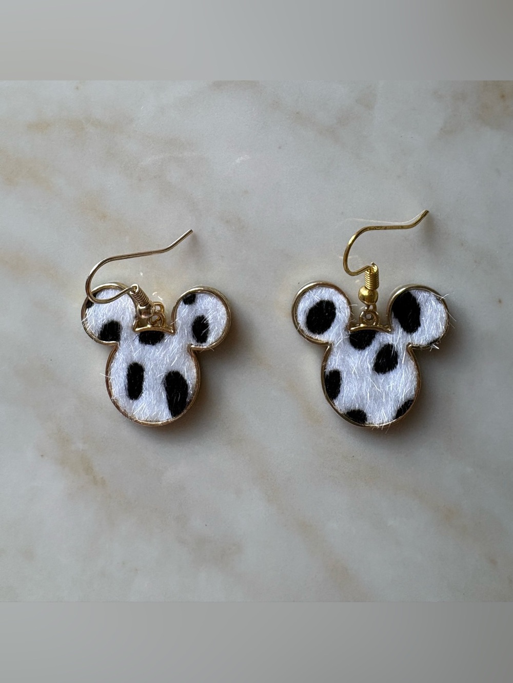 Black & White cow Print Micky Mouse Earrings